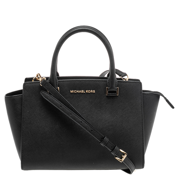 Michael Kors Handbags - MICHAEL KORS Black Leather Selma Satchel